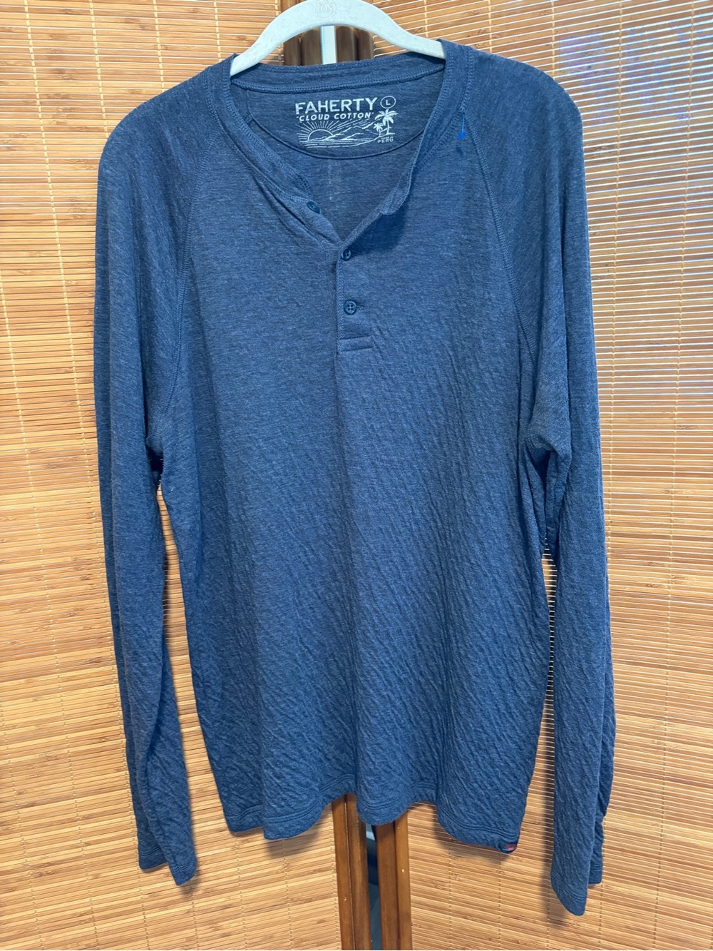 Faherty Navy Long-Sleeve Henley Shirt